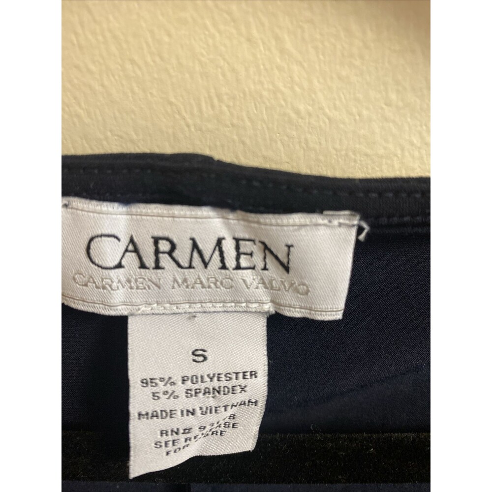 Carmen Marc Valvo Navy Blue Cold Shoulder tunic SHIRT top size s - Picture 4 of 6